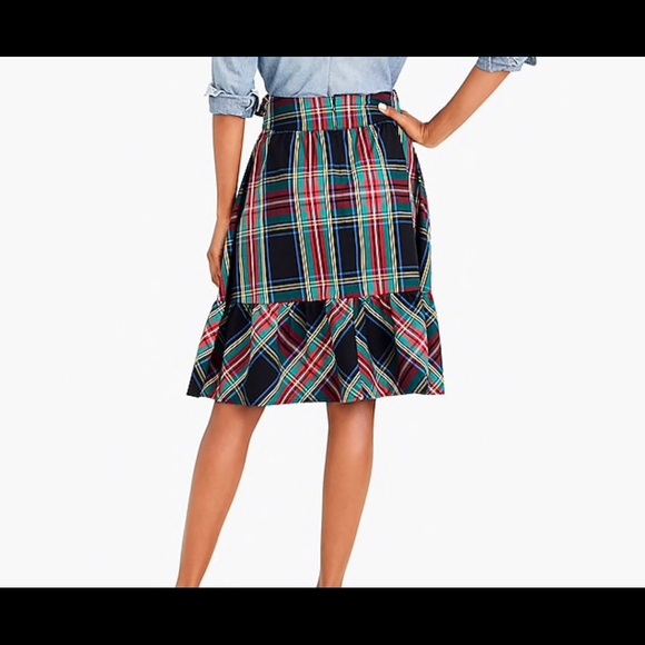 J. Crew Plaid Big Bow Midi Skirt size 6 EUC Ruffle Holiday NWT - Picture 3 of 4